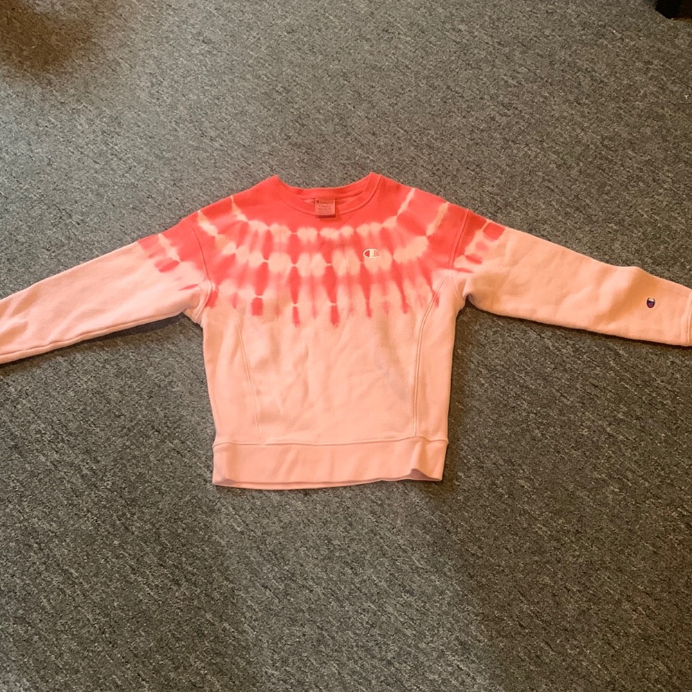 Pink tie-dye Champion sweatshirt XS